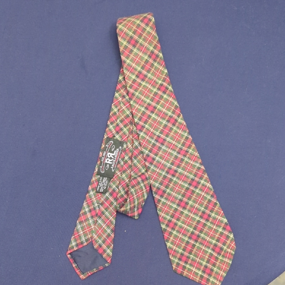 Ralph Lauren Double RL Tartan Tie in Red and Green